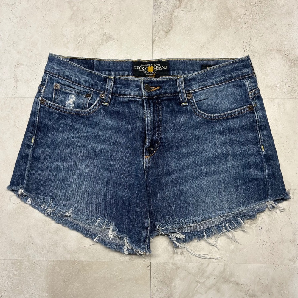 Lucky Brand Easy Rider Denim Shorts Blue Womens 8 29 Low Rise Y2K Cut Offs
